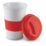 Tasse en céramique personnalisée avec couvercle 400ml couleur  rouge deuxième vue