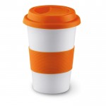Tasse en céramique personnalisée avec couvercle 400ml couleur  orange