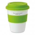 Tasse en plastique personnalisée avec couvercle 350ml couleur  vert avec logo