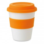 Tasse en plastique personnalisée avec couvercle 350ml couleur  orange
