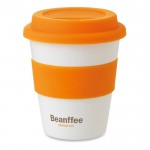 Tasse en plastique personnalisée avec couvercle 350ml couleur  orange avec logo
