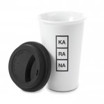 Tasse personnalisée avec couvercle en silicone couleur  noir troisième vue avec logo