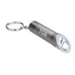 Porte-clés avec lanterne multifonction couleur  gris deuxième vue avec logo