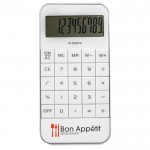 Calculatrice promotionnelle pour entreprises couleur  blanc deuxième vue avec logo