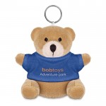 Porte-clés publicitaire avec ours en peluche couleur  bleu avec logo