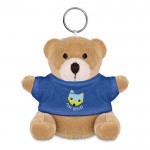 Porte-clés publicitaire avec ours en peluche couleur  bleu imprimé