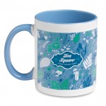 Tasse avec photo avec détail en couleur 300ml couleur  bleu troisième vue avec logo