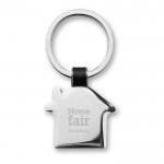 Porte-clés élégant avec maison en nickel couleur  noir avec logo