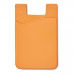 Porte-cartes publicitaire en silicone pour téléphone portable couleur  orange