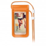 Coque de portable publicitaire étanche couleur  orange deuxième vue avec logo