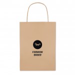 Petit sac en papier personnalisé couleur  beige deuxième vue avec logo