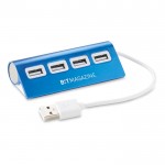 Hub publicitaire USB de 4 ports couleur  bleu avec logo