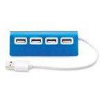 Hub publicitaire USB de 4 ports couleur  bleu troisième vue