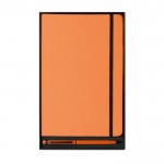 Set de carnet A5 et stylo publicitaires couleur  orange troisième vue
