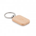 Porte-clés personnalisé rectangulaire en bois couleur bois deuxième vue