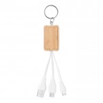 Porte-clés en bambou avec câble de charge couleur bois deuxième vue