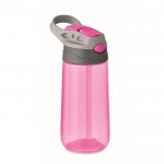 Bouteille en tritan sans BPA avec paille couleur rose