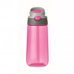 Bouteille en tritan sans BPA avec paille couleur rose troisième vue