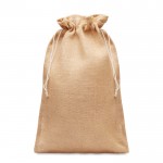 Grand sac en jute pour cadeaux d'entreprise couleur beige