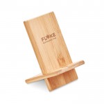 Support de portable personnalisé en bambou couleur bois quatrième vue avec logo