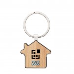 Porte-clés en bambou imprimé avec le logo avec zone d'impression