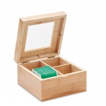 Boîte en bambou pour thé avec séparation couleur bois deuxième vue