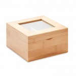 Boîte en bambou pour thé avec séparation couleur bois troisième vue