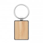 Porte-clés rectangulaire en bambou couleur bois troisième vue