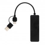 Hub USB fabriqué en plastique recyclé couleur noir deuxième vue