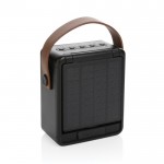 Enceinte sans fil avec panneau solaire, poignée et LED couleur noir troisième vue