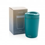 Tasses thermiques personnalisées durables couleur turquoise vue avec boîte