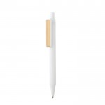 Stylo de couleur avec clip en bambou couleur blanc