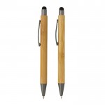 Coffret de stylos et crayons en bambou couleur bois quatrième vue