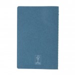 Carnet à couverture souple certifiée FSC couleur bleu troisième vue