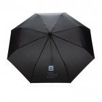 Petite parapluie pliant en rPET couleur noir vue avec logo