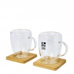 Set de mugs à double paroi avec sous-verres avec zone d'impression