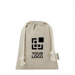 Petit sac en coton recyclé GRS à cordon de serrage 150 g/m² avec zone d'impression