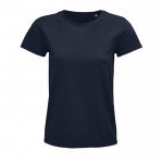 T-shirt éco femme en matières organiques couleur bleu marine