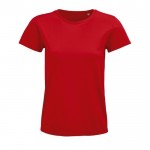 T-shirt éco femme en matières organiques couleur rouge