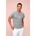 T-shirt promotionnel basique col V couleur gris clair chiné vue avec impression