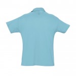 Polo en coton personnalisé avec la marque couleur bleu ciel vue arrière