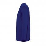 Tee shirt manches longues avec logo couleur bleu ultramarine vue latérale