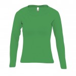 T-shirt femme à manches longues avec logo couleur vert