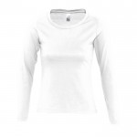 T-shirt femme à manches longues avec logo couleur blanc