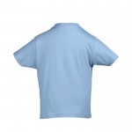 Modèle enfant de tee shirt publicitaire couleur bleu pastel vue arrière