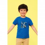 T-shirts basiques pour enfants personnalisés couleur bleu roi vue avec impression