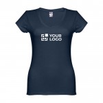 T-shirt floqué avec col V pour femme 150 g/m2 avec zone d'impression