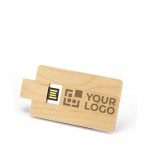 Carte USB en bois en forme de carte de crédit avec zone d'impression