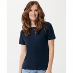 T-shirt pour femme en coton recyclé, slim fit, 160 g/m², Iqoniq couleur bleu marine troisième vue