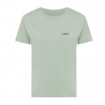 T-shirt pour femme en coton recyclé, slim fit, 160 g/m², Iqoniq couleur vert olive vue avec logo